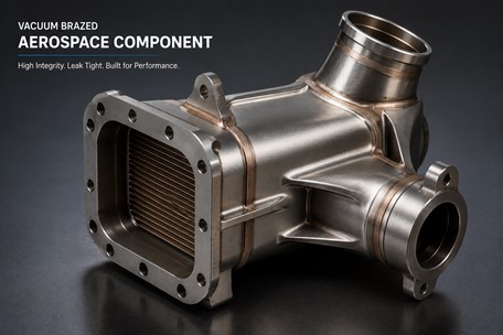 Vacuum brazed aerospace assembly showing clean joint quality