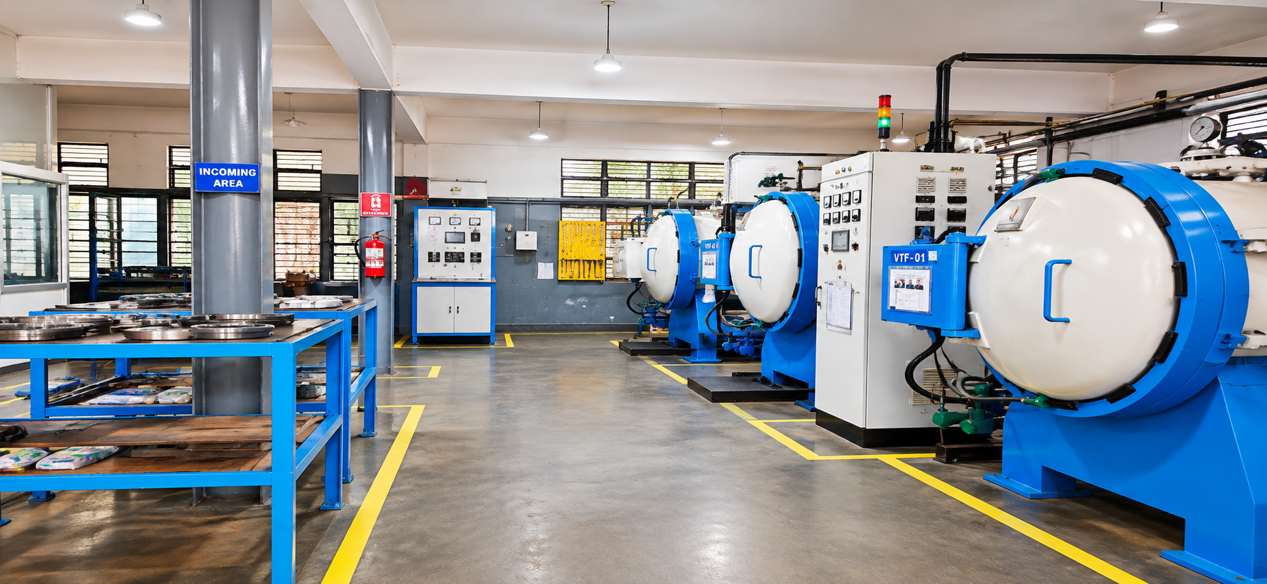 Vacuum heat treatment workshop floor at Hosur unit with automated furnaces