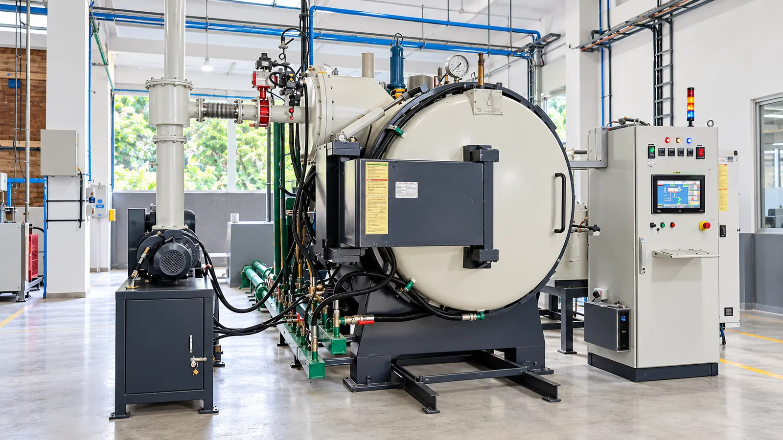 Vacuum brazing furnace with hot zone and charge basket, built by Lakshmi Vacuum